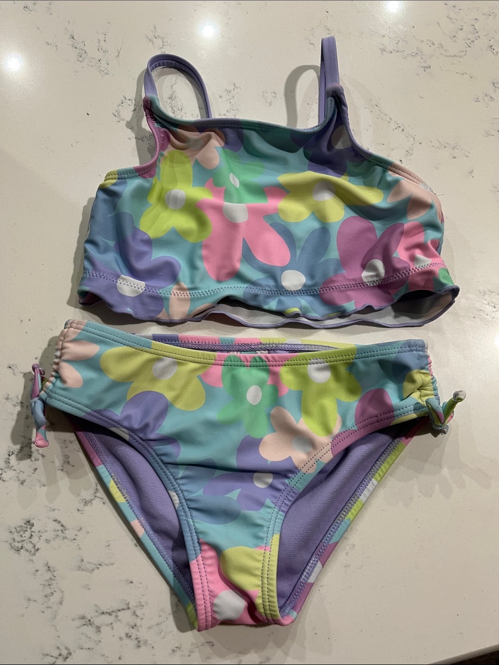 Girls Pastel Floral Two-Piece Swim Bikini - Multi Pastel